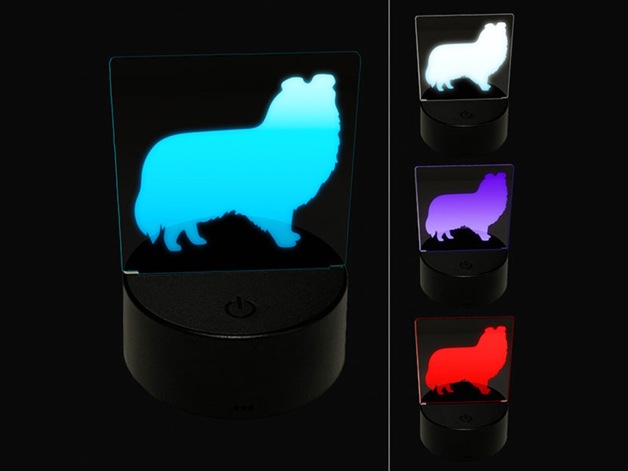 Shetland Sheepdog Sheltie Dog Solid 3D Illusion LED Night Light Sign Nightstand Desk Lamp